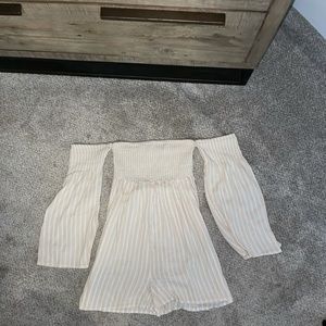 Billabong Tan and White Striped Romper